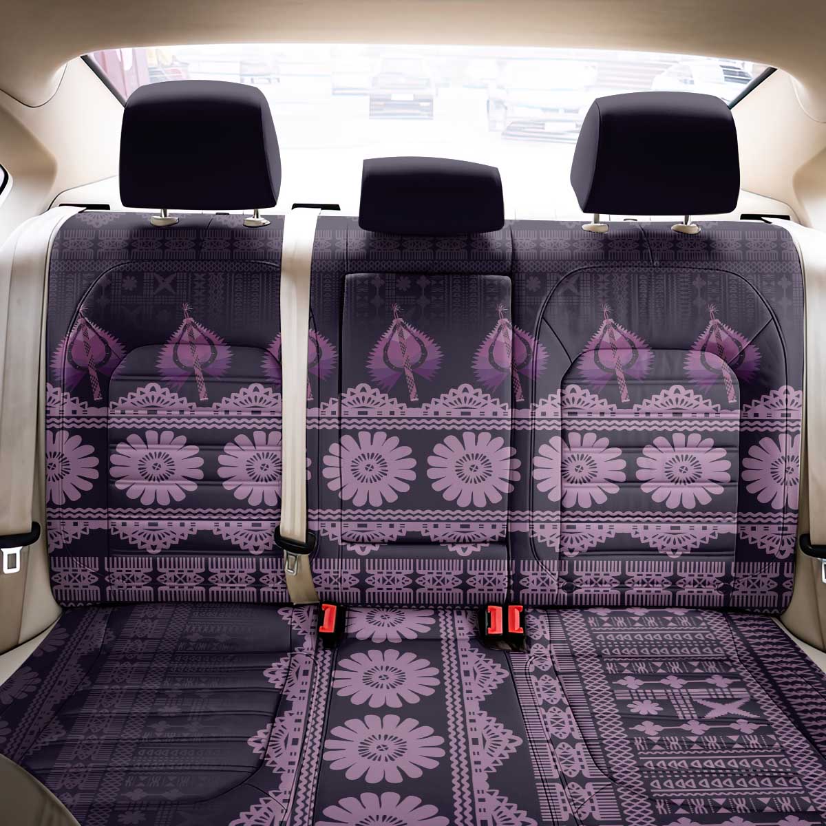 Bula Fiji Iri ni Meke Back Car Seat Cover Lokaloka Fijian Masi LT14 - Polynesian Pride