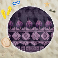 Bula Fiji Iri ni Meke Beach Blanket Lokaloka Fijian Masi LT14 One Size 150cm Purple - Polynesian Pride