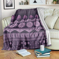Bula Fiji Iri ni Meke Blanket Lokaloka Fijian Masi LT14 Purple - Polynesian Pride