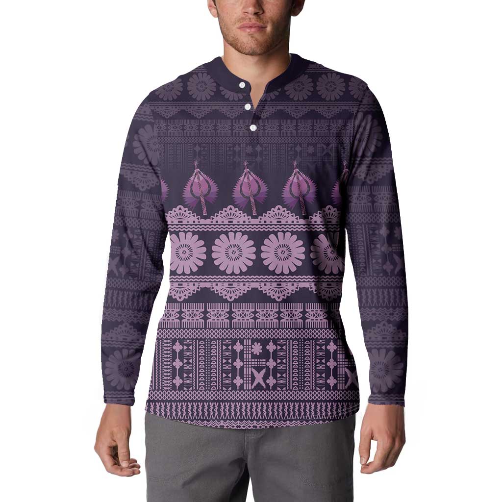Bula Fiji Iri ni Meke Button Sweatshirt Lokaloka Fijian Masi - Polynesian Pride