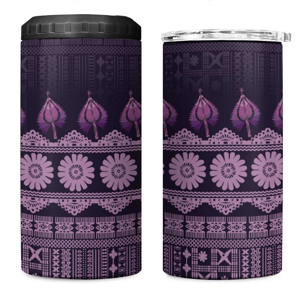 Bula Fiji Iri ni Meke 4 in 1 Can Cooler Tumbler Lokaloka Fijian Masi LT14 One Size: 16 oz Purple - Polynesian Pride