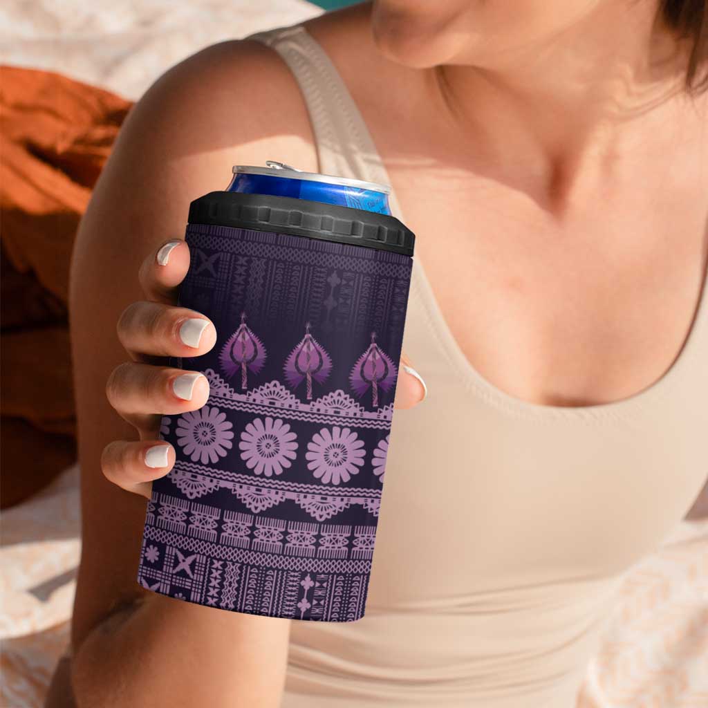 Bula Fiji Iri ni Meke 4 in 1 Can Cooler Tumbler Lokaloka Fijian Masi LT14 - Polynesian Pride