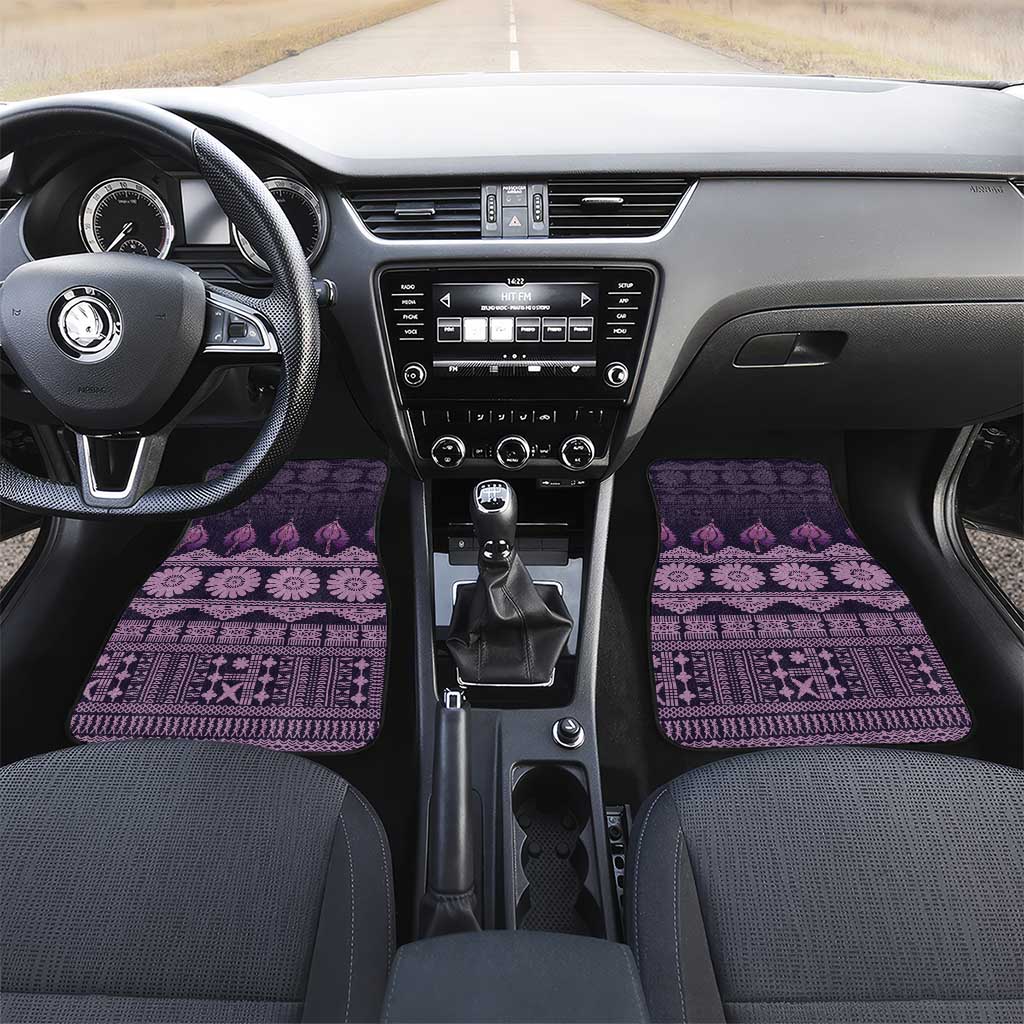 Bula Fiji Iri ni Meke Car Mats Lokaloka Fijian Masi LT14 Set 2pcs - Front Purple - Polynesian Pride