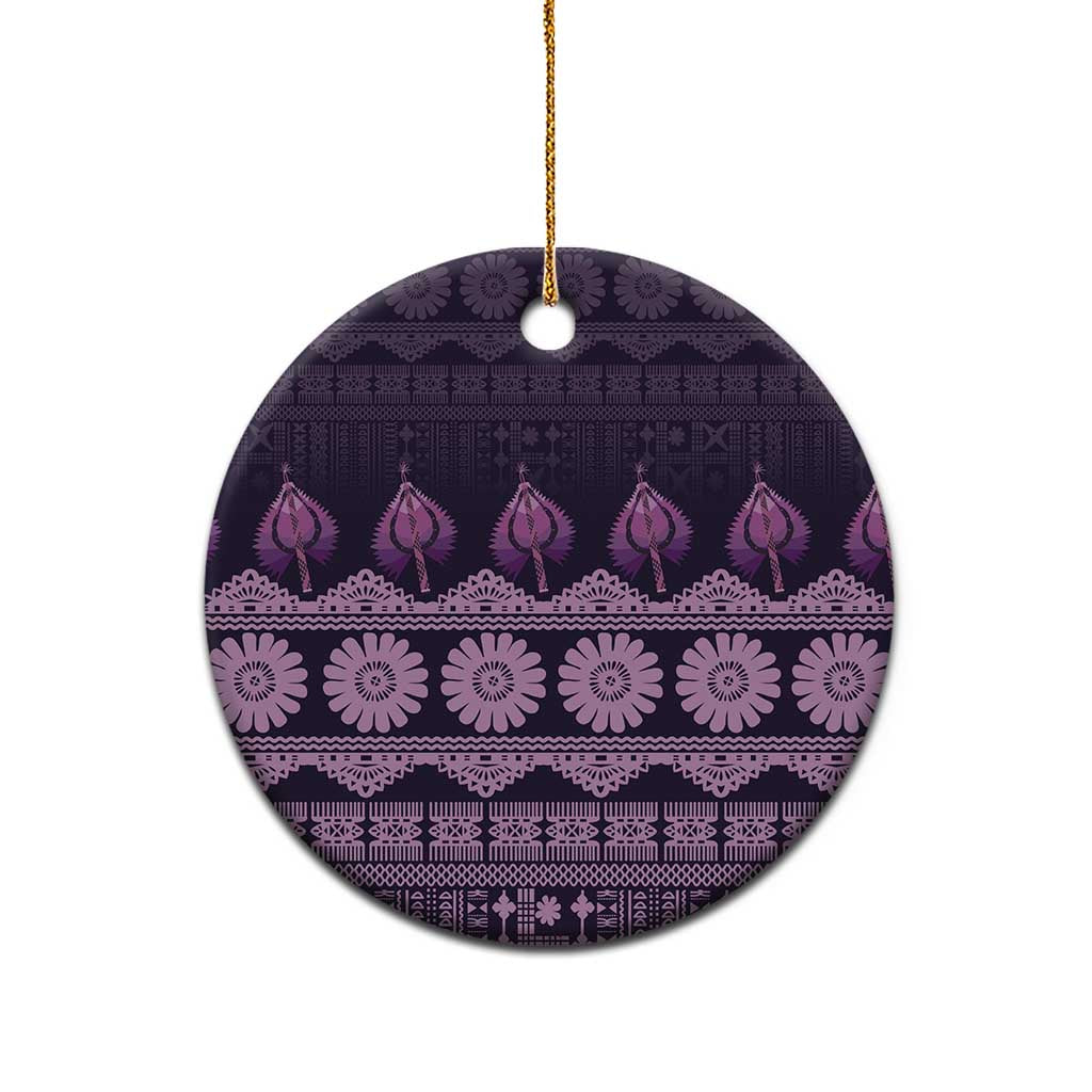 Bula Fiji Iri ni Meke Ceramic Ornament Lokaloka Fijian Masi LT14 - Polynesian Pride