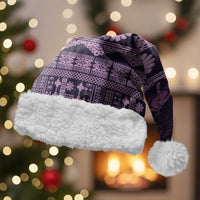 Bula Fiji Iri ni Meke Christmas Santa Hat Lokaloka Fijian Masi LT14 With Fur Purple - Polynesian Pride