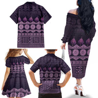Bula Fiji Iri ni Meke Family Matching Off The Shoulder Long Sleeve Dress and Hawaiian Shirt Lokaloka Fijian Masi LT14 - Polynesian Pride