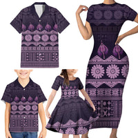 Bula Fiji Iri ni Meke Family Matching Short Sleeve Bodycon Dress and Hawaiian Shirt Lokaloka Fijian Masi LT14 - Polynesian Pride