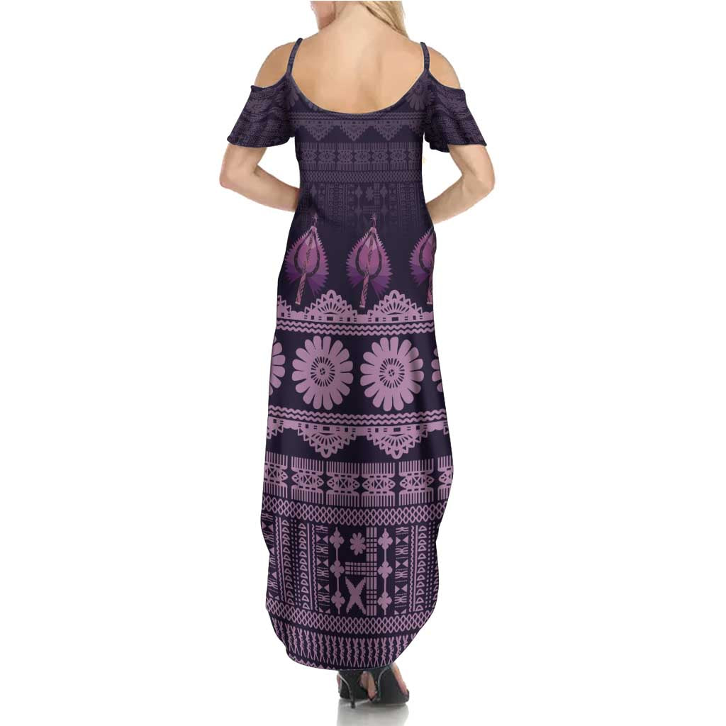 Bula Fiji Iri ni Meke Family Matching Summer Maxi Dress and Hawaiian Shirt Lokaloka Fijian Masi LT14 - Polynesian Pride