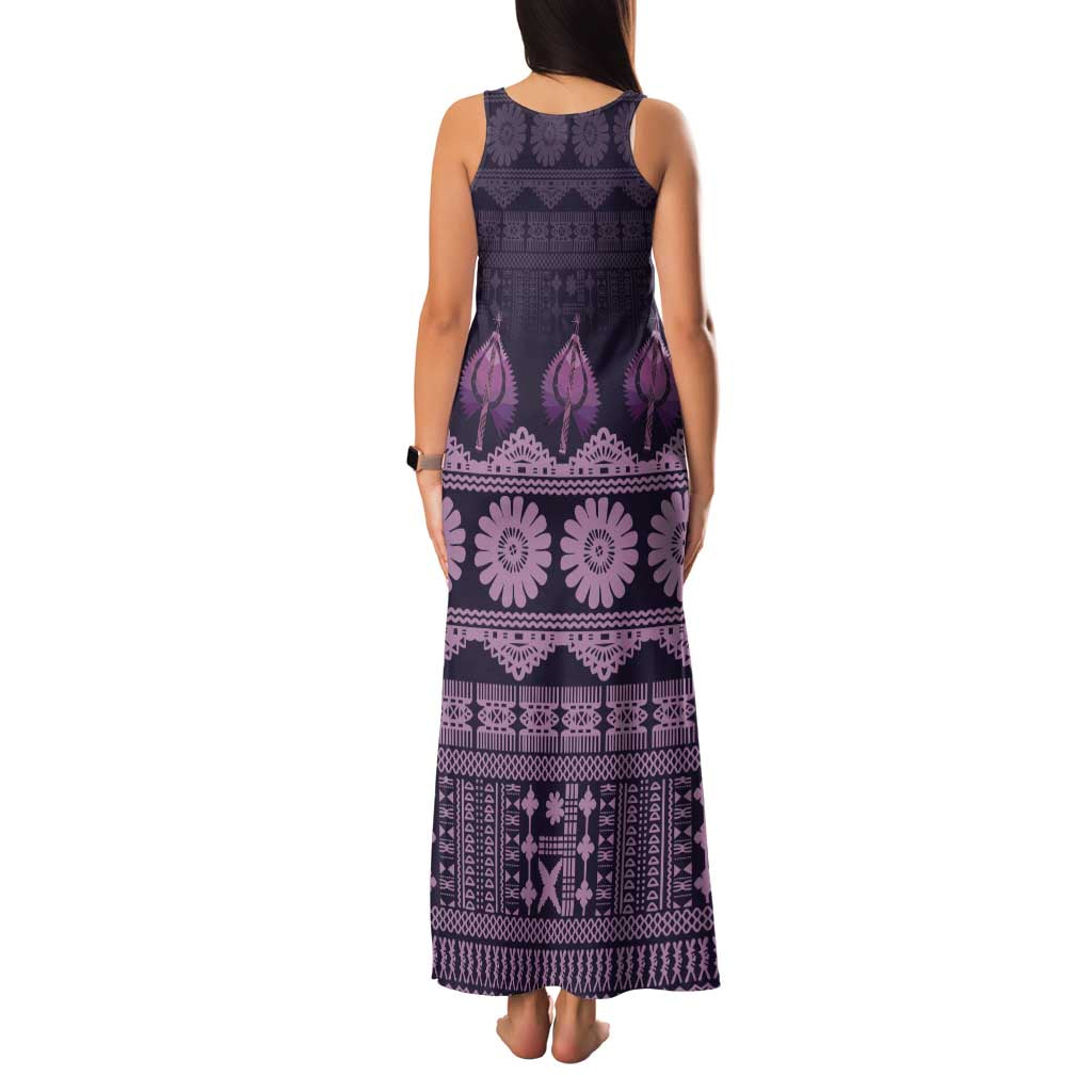 Bula Fiji Iri ni Meke Family Matching Tank Maxi Dress and Hawaiian Shirt Lokaloka Fijian Masi LT14 - Polynesian Pride