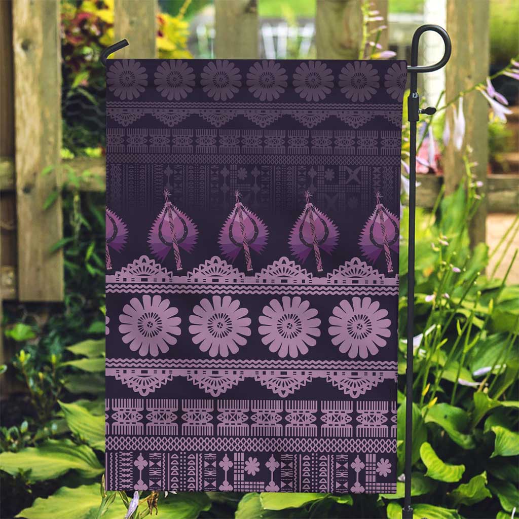 Bula Fiji Iri ni Meke Garden Flag Lokaloka Fijian Masi LT14 Garden Flag Purple - Polynesian Pride