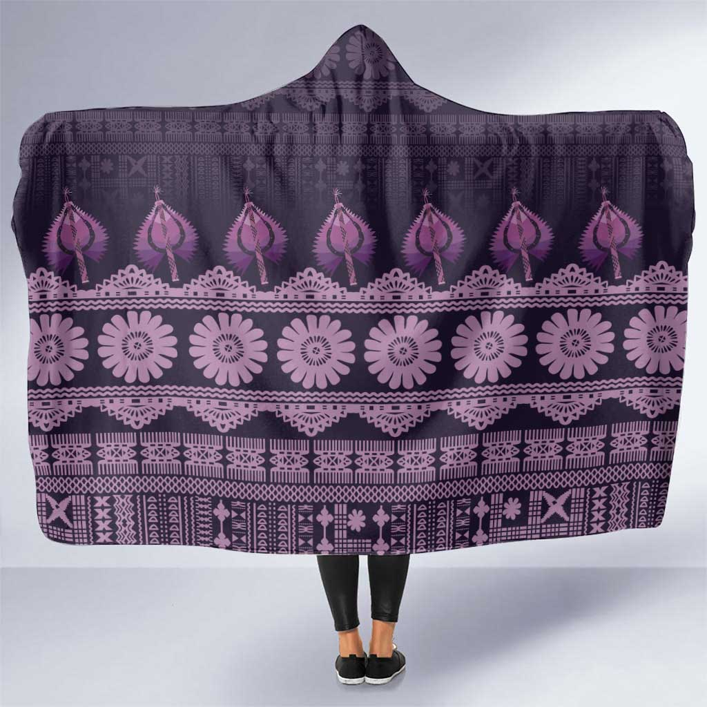 Bula Fiji Iri ni Meke Hooded Blanket Lokaloka Fijian Masi LT14 One Size Purple - Polynesian Pride