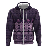 Bula Fiji Iri ni Meke Hoodie Lokaloka Fijian Masi LT14 Zip Hoodie Purple - Polynesian Pride