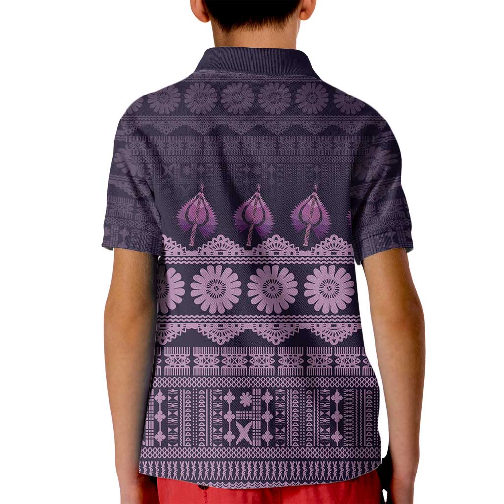 Bula Fiji Iri ni Meke Kid Polo Shirt Lokaloka Fijian Masi LT14 - Polynesian Pride