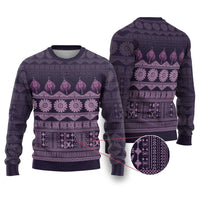 Bula Fiji Iri ni Meke Ugly Christmas Sweater Lokaloka Fijian Masi LT14 Purple - Polynesian Pride