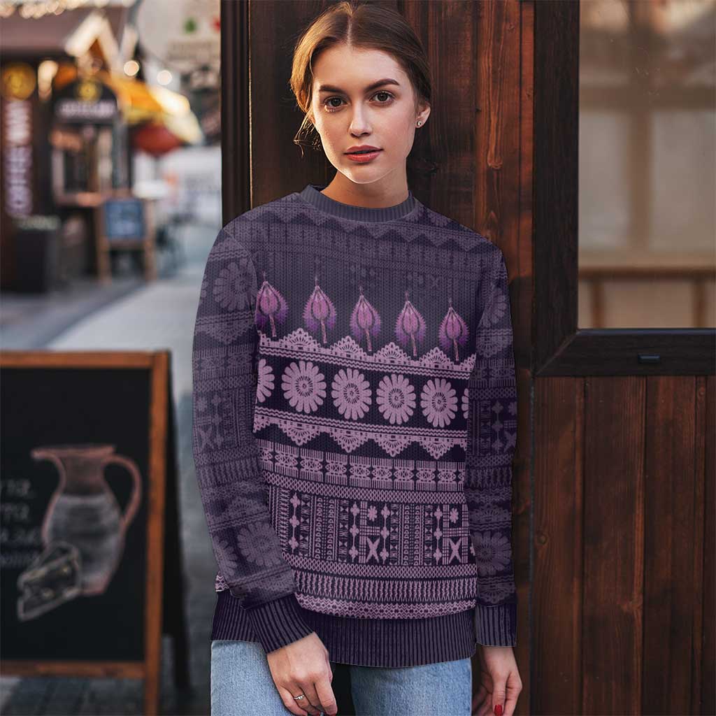 Bula Fiji Iri ni Meke Ugly Christmas Sweater Lokaloka Fijian Masi LT14 - Polynesian Pride