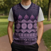 Bula Fiji Iri ni Meke Christmas Knitted V-Neck Vest Lokaloka Fijian Masi LT14 - Polynesian Pride