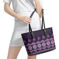 Bula Fiji Iri ni Meke Leather Tote Bag Lokaloka Fijian Masi LT14 - Polynesian Pride