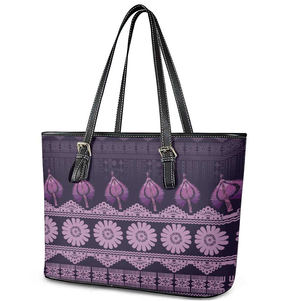 Bula Fiji Iri ni Meke Leather Tote Bag Lokaloka Fijian Masi LT14 - Polynesian Pride