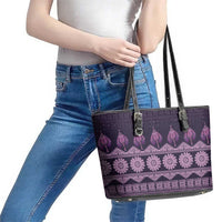 Bula Fiji Iri ni Meke Leather Tote Bag Lokaloka Fijian Masi LT14 - Polynesian Pride