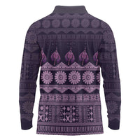Bula Fiji Iri ni Meke Long Sleeve Polo Shirt Lokaloka Fijian Masi LT14 - Polynesian Pride