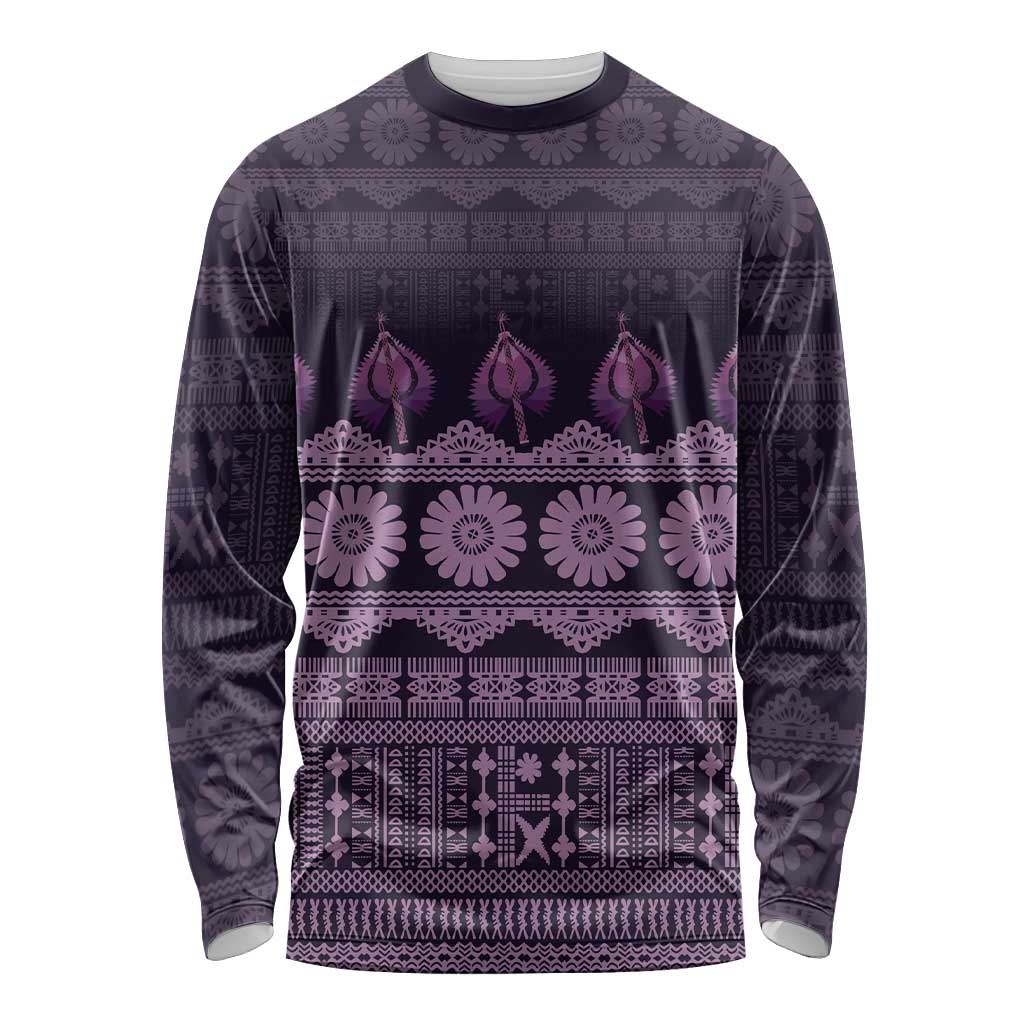 Bula Fiji Iri ni Meke Long Sleeve Shirt Lokaloka Fijian Masi - Polynesian Pride