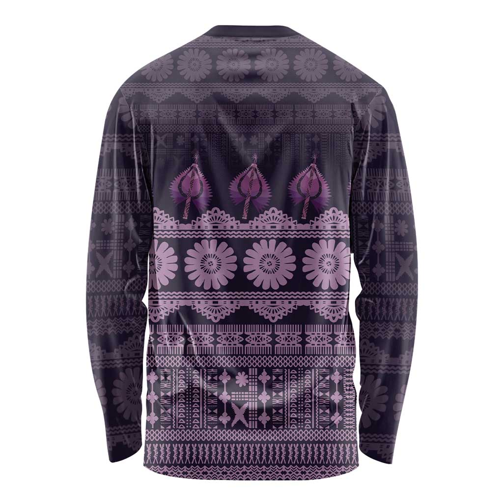 Bula Fiji Iri ni Meke Long Sleeve Shirt Lokaloka Fijian Masi LT14 - Polynesian Pride