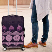 Bula Fiji Iri ni Meke Luggage Cover Lokaloka Fijian Masi LT14 Purple - Polynesian Pride