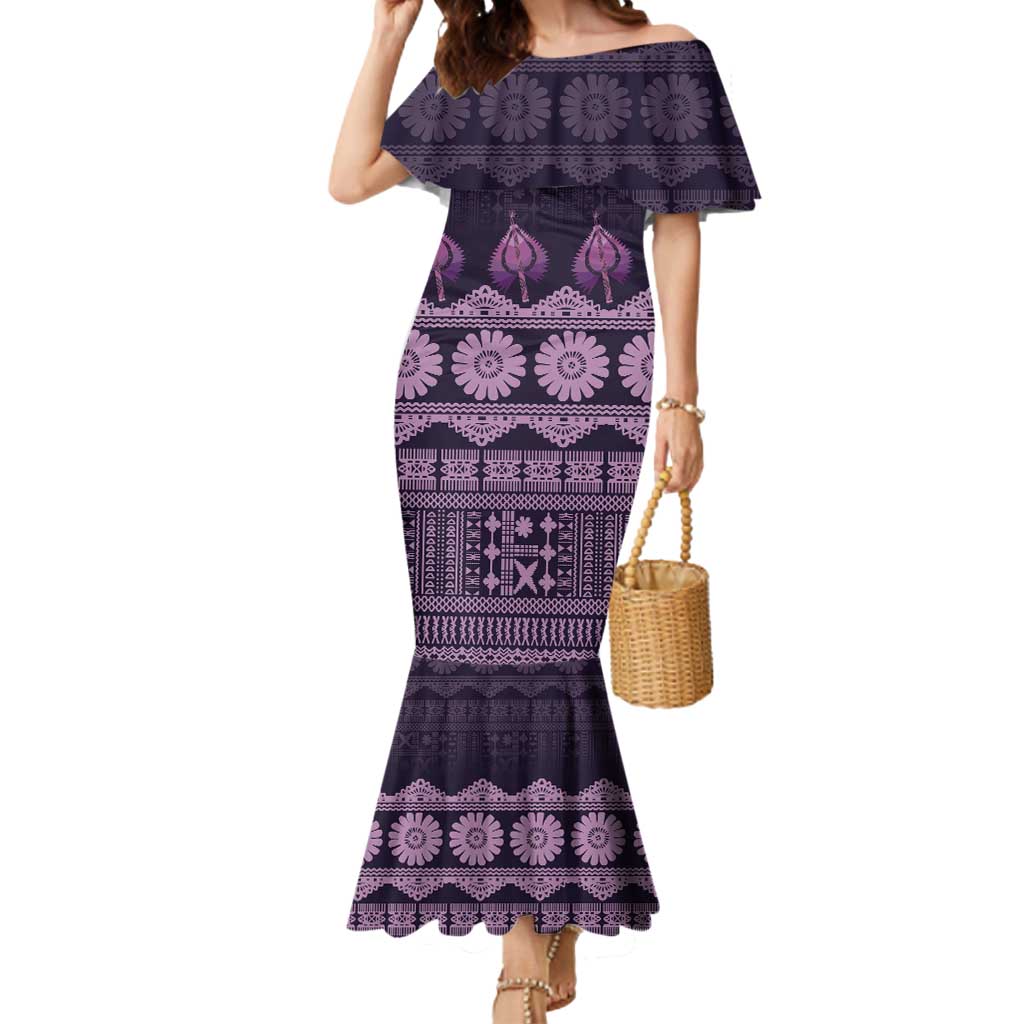 Bula Fiji Iri ni Meke Mermaid Dress Lokaloka Fijian Masi - Polynesian Pride
