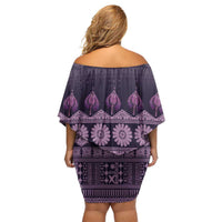 Bula Fiji Iri ni Meke Off Shoulder Short Dress Lokaloka Fijian Masi LT14 - Polynesian Pride