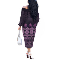 Bula Fiji Iri ni Meke Off The Shoulder Long Sleeve Dress Lokaloka Fijian Masi LT14 - Polynesian Pride