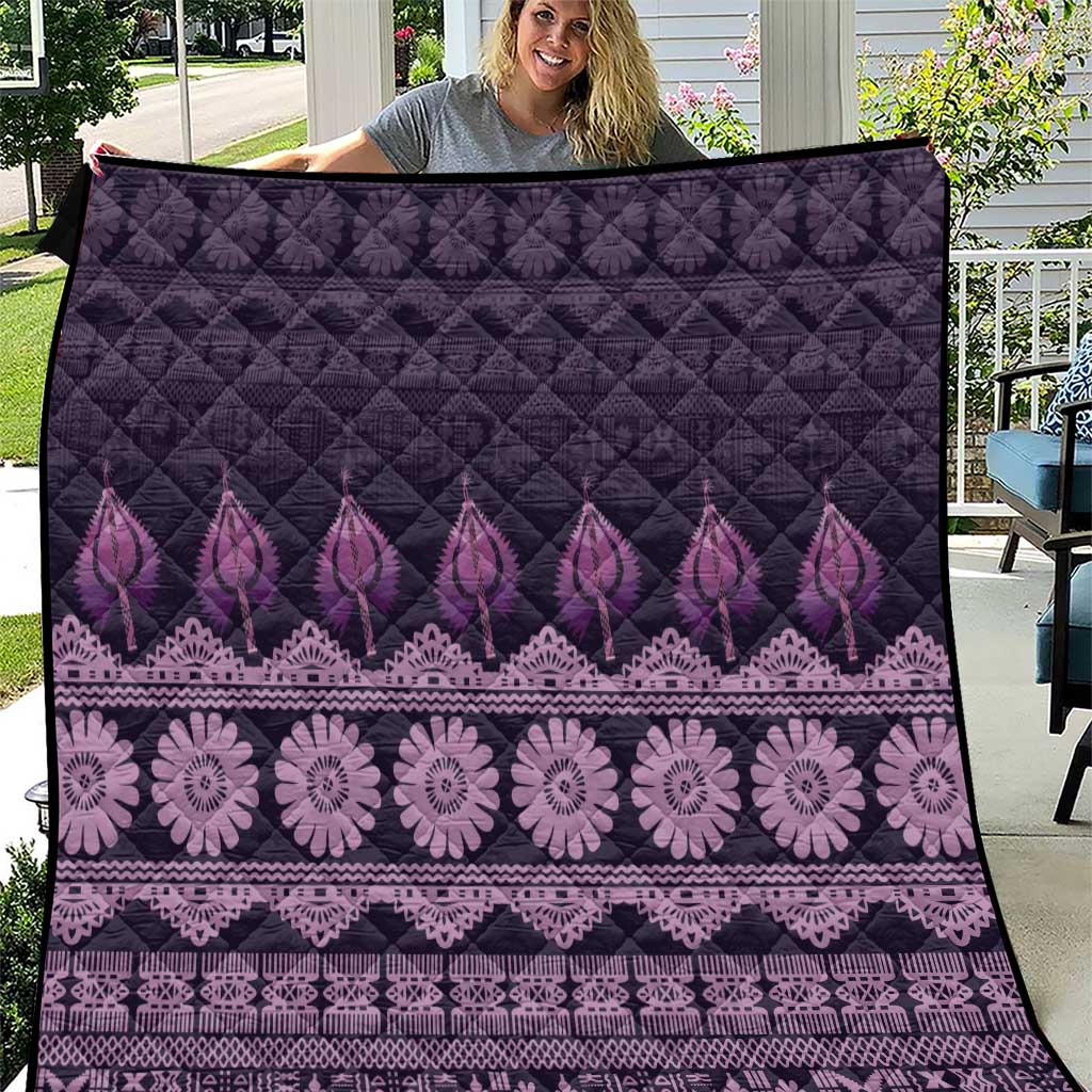 Bula Fiji Iri ni Meke Quilt Lokaloka Fijian Masi LT14 Purple - Polynesian Pride