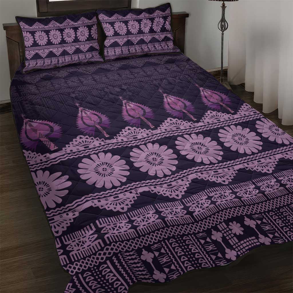 Bula Fiji Iri ni Meke Quilt Bed Set Lokaloka Fijian Masi LT14 Purple - Polynesian Pride