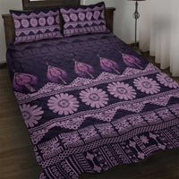 Bula Fiji Iri ni Meke Quilt Bed Set Lokaloka Fijian Masi LT14 Purple - Polynesian Pride