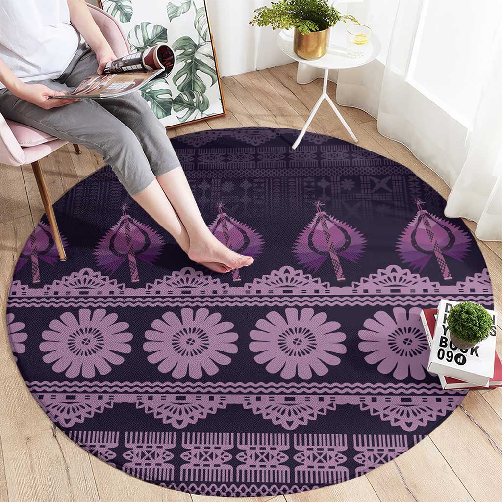 Bula Fiji Iri ni Meke Round Carpet Lokaloka Fijian Masi LT14 - Polynesian Pride