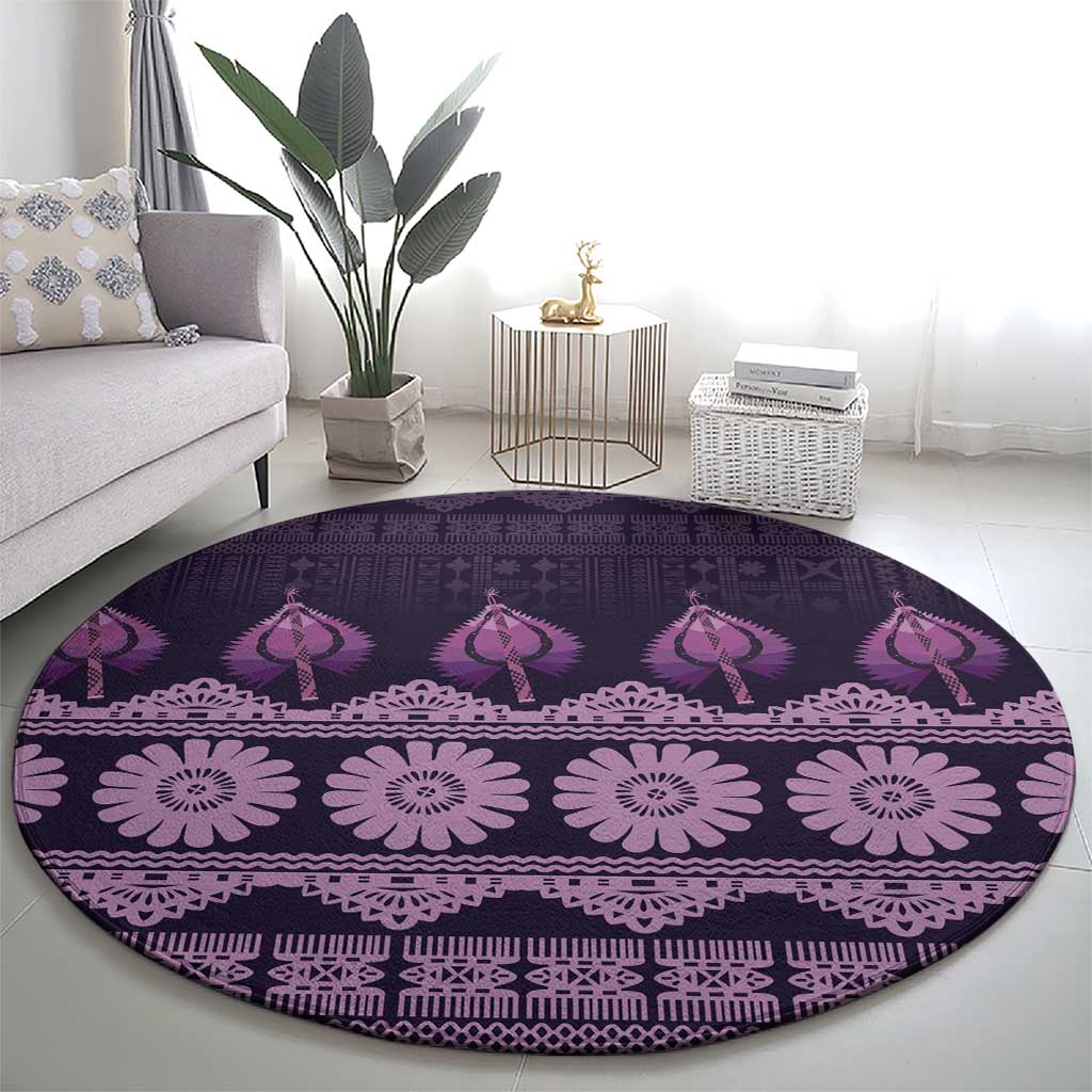 Bula Fiji Iri ni Meke Round Carpet Lokaloka Fijian Masi LT14 - Polynesian Pride