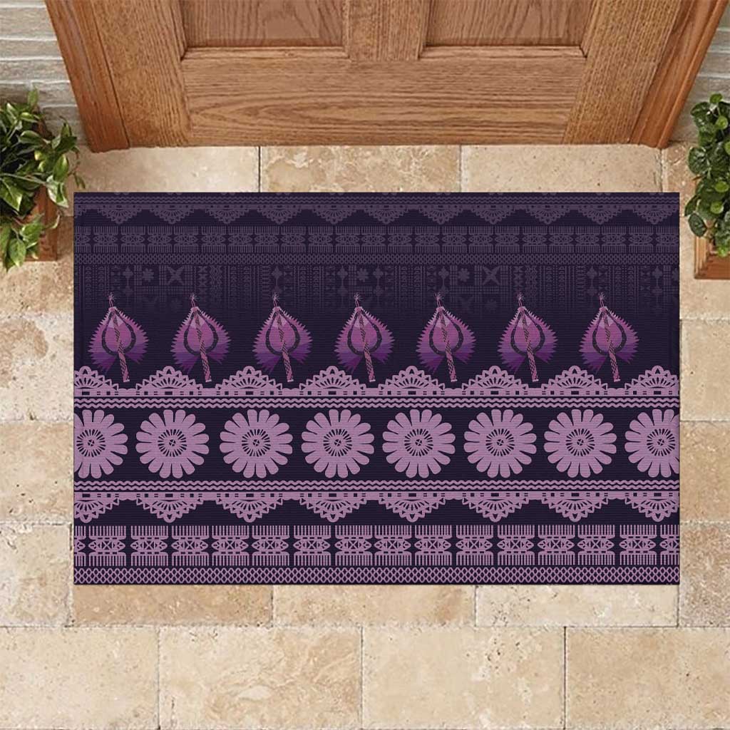 Bula Fiji Iri ni Meke Rubber Doormat Lokaloka Fijian Masi LT14 Purple - Polynesian Pride