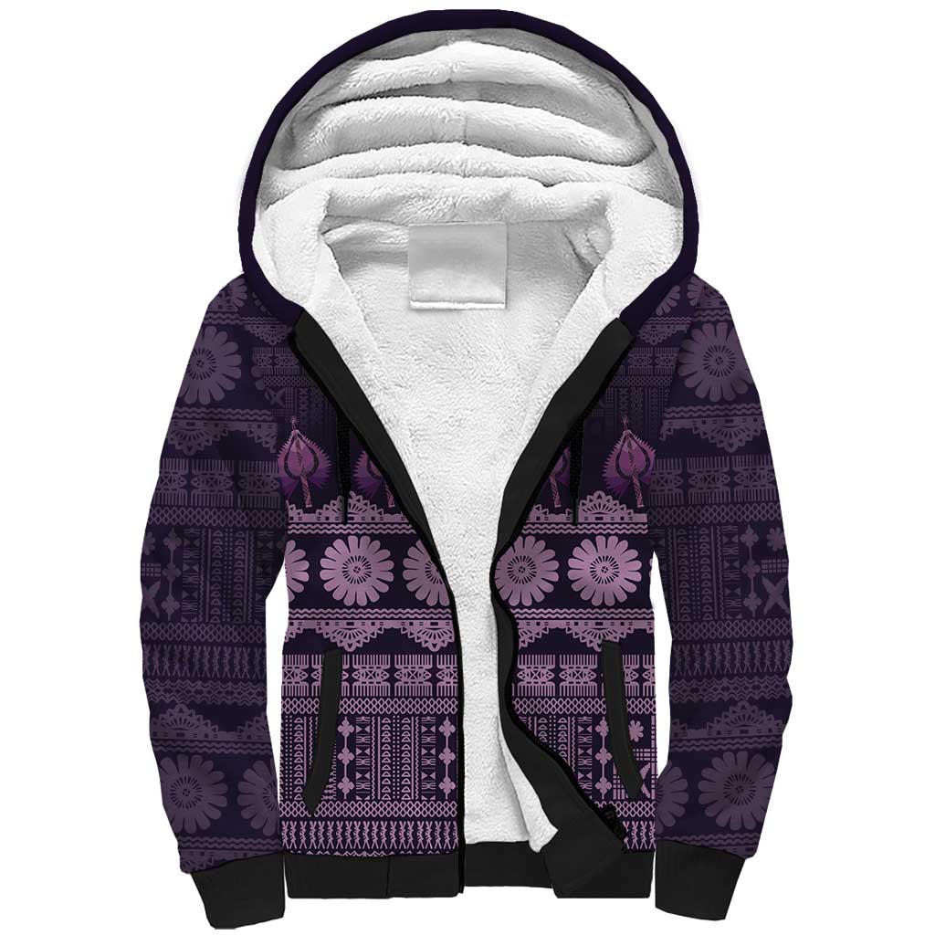 Bula Fiji Iri ni Meke Sherpa Hoodie Lokaloka Fijian Masi - Polynesian Pride