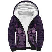 Bula Fiji Iri ni Meke Sherpa Hoodie Lokaloka Fijian Masi LT14 Unisex Purple - Polynesian Pride