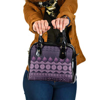 Bula Fiji Iri ni Meke Shoulder Handbag Lokaloka Fijian Masi LT14 One Size Purple - Polynesian Pride