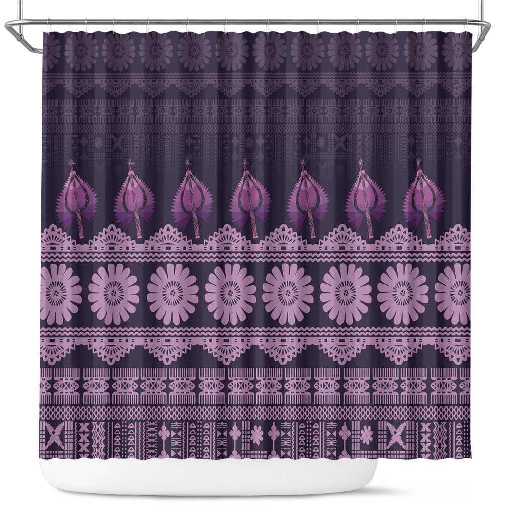 Bula Fiji Iri ni Meke Shower Curtain Lokaloka Fijian Masi LT14 Purple - Polynesian Pride