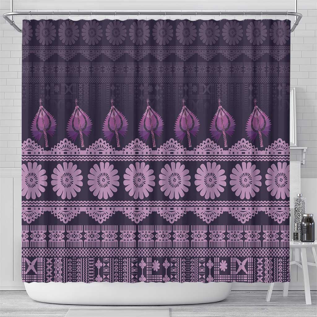 Bula Fiji Iri ni Meke Shower Curtain Lokaloka Fijian Masi LT14 - Polynesian Pride