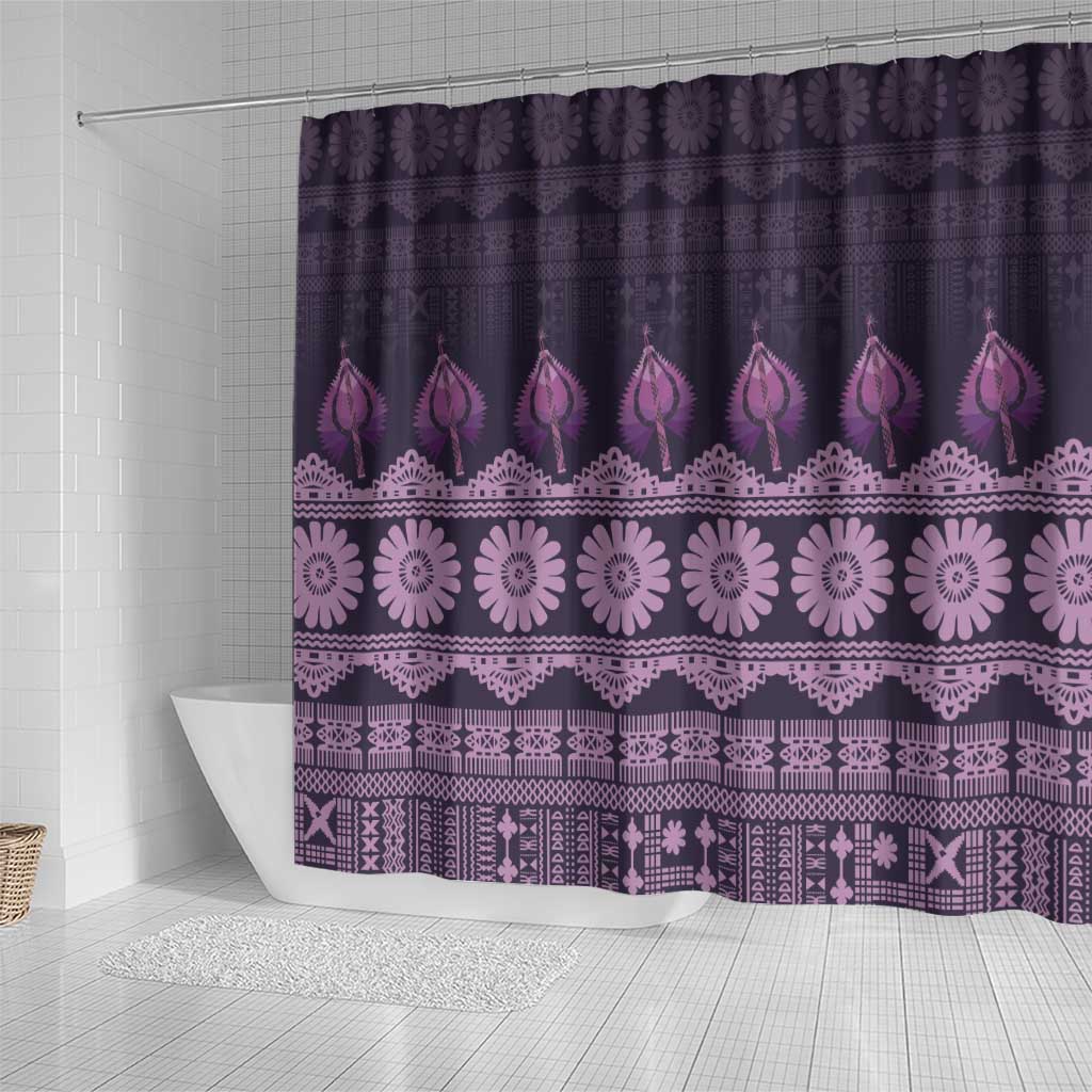 Bula Fiji Iri ni Meke Shower Curtain Lokaloka Fijian Masi LT14 - Polynesian Pride