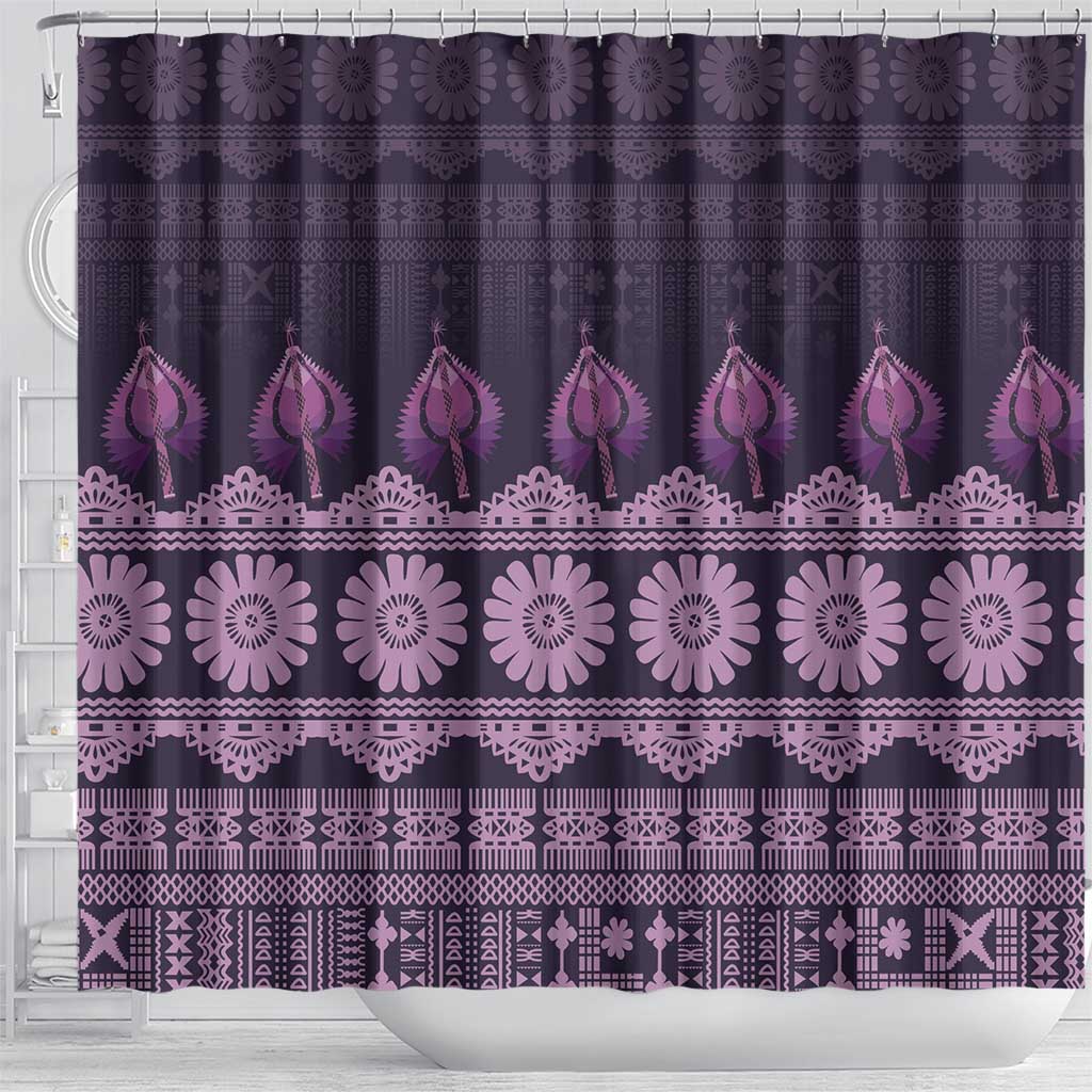 Bula Fiji Iri ni Meke Shower Curtain Lokaloka Fijian Masi LT14 - Polynesian Pride