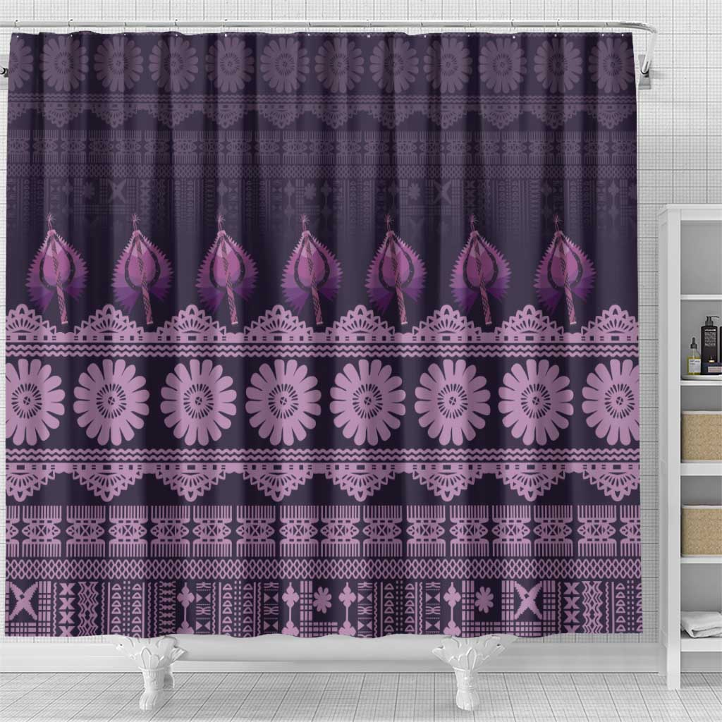 Bula Fiji Iri ni Meke Shower Curtain Lokaloka Fijian Masi LT14 - Polynesian Pride