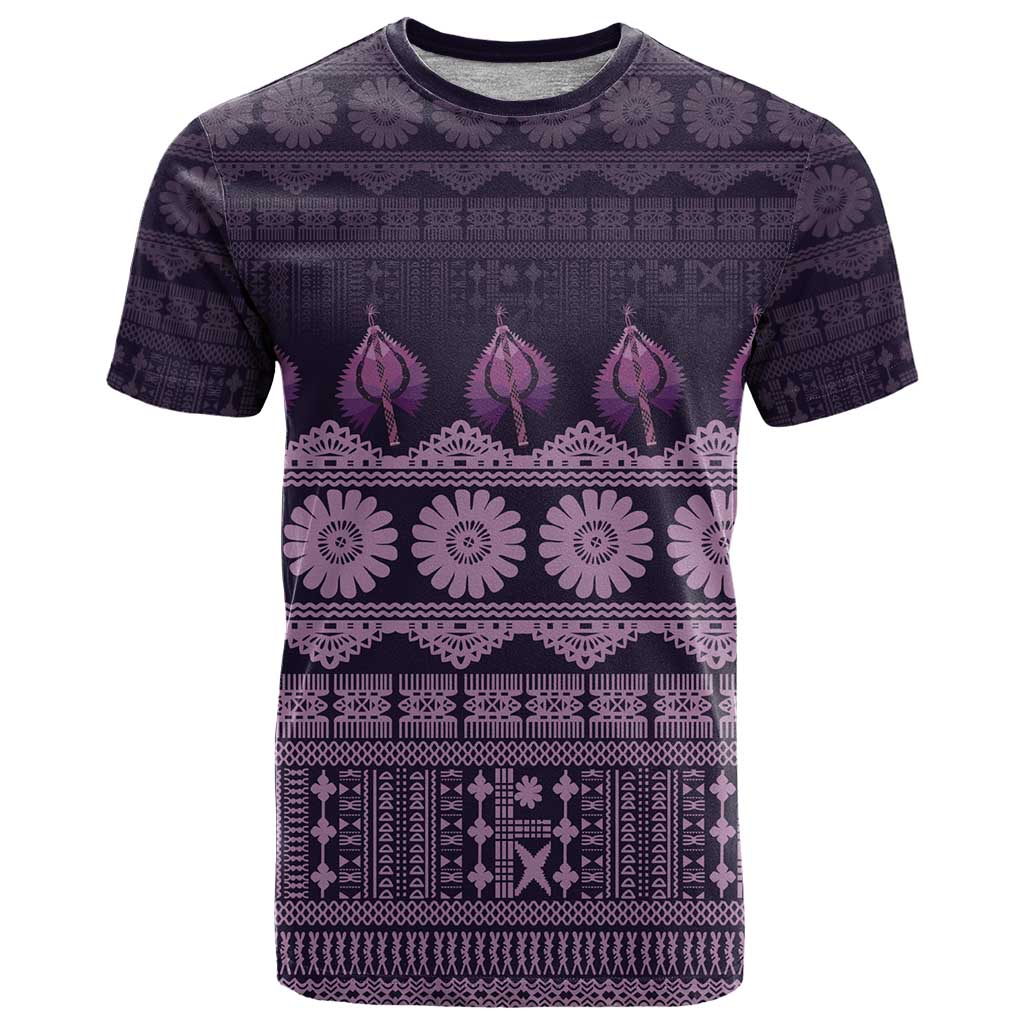 Bula Fiji Iri ni Meke T Shirt Lokaloka Fijian Masi LT14 Purple - Polynesian Pride