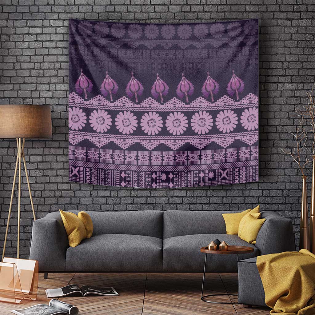 Bula Fiji Iri ni Meke Tapestry Lokaloka Fijian Masi LT14 Purple - Polynesian Pride