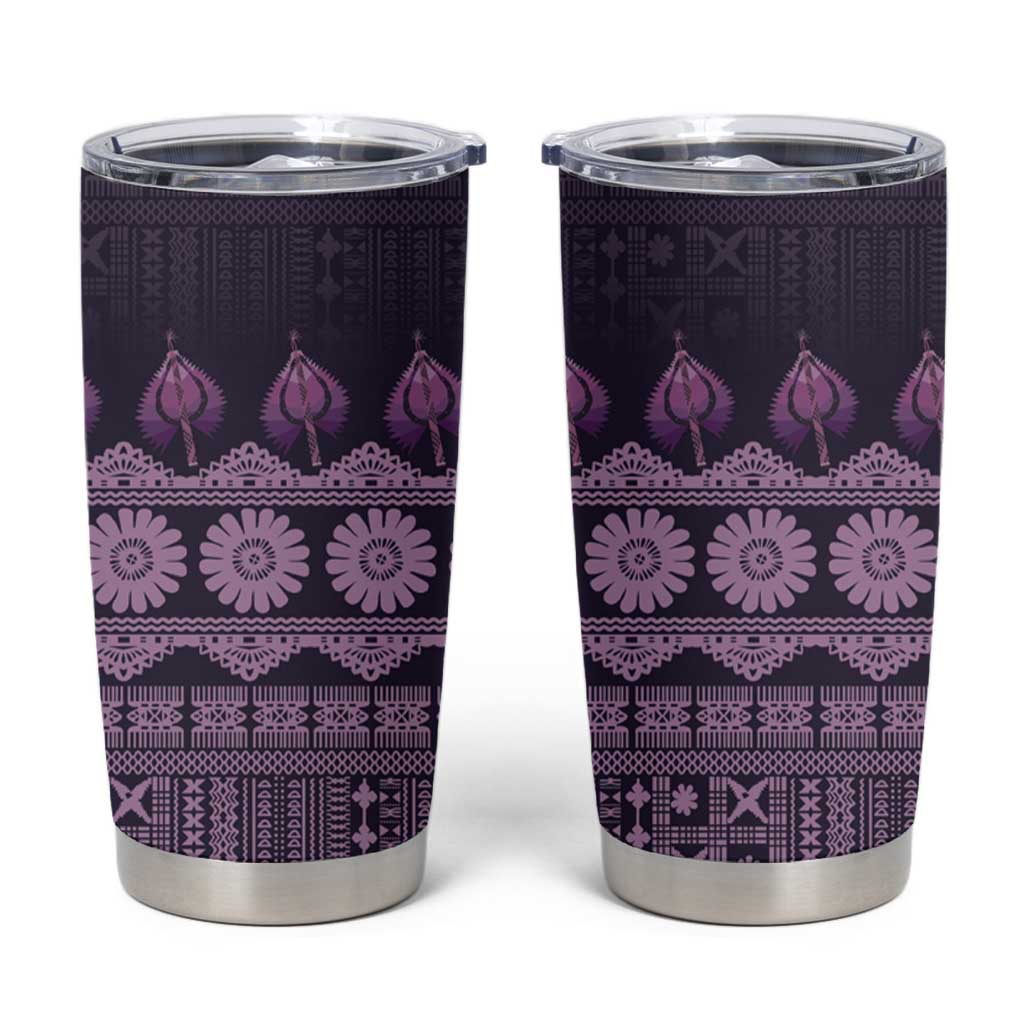 Bula Fiji Iri ni Meke Tumbler Cup Lokaloka Fijian Masi LT14 Purple - Polynesian Pride