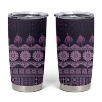 Bula Fiji Iri ni Meke Tumbler Cup Lokaloka Fijian Masi LT14 Purple - Polynesian Pride