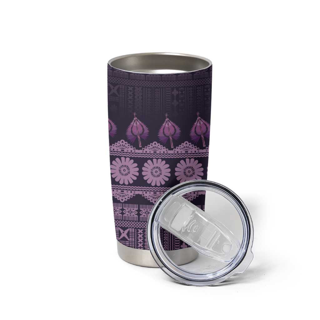 Bula Fiji Iri ni Meke Tumbler Cup Lokaloka Fijian Masi LT14 - Polynesian Pride