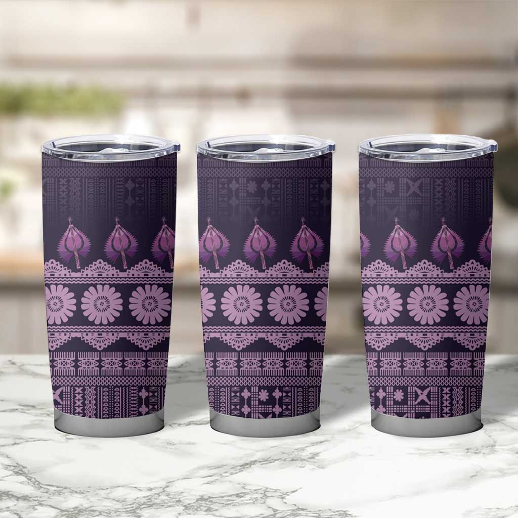 Bula Fiji Iri ni Meke Tumbler Cup Lokaloka Fijian Masi LT14 - Polynesian Pride